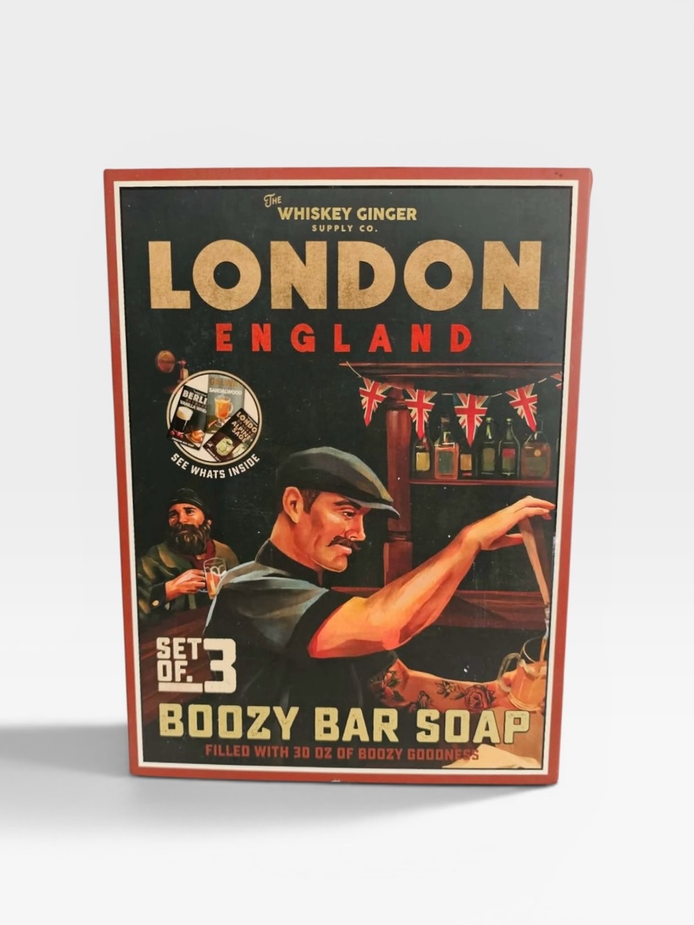 Whiskey Ginger London England Boozy Bar Soap - 3 Pack Gift Set